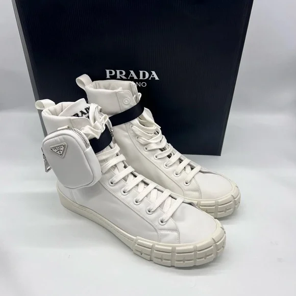 Prada Shoes Prada High Top Sneakers With Pouch Poshmark